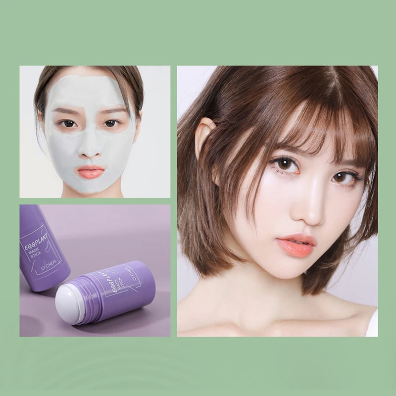 Girl Green Tea Solid Mask Deep Cleaning Mud Mask Stick Oil Control Anti-Acne Eggplant Masks Purifying Clay Stick Mask Skin Care