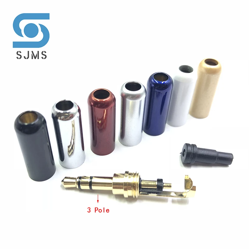 Copper 3.5mm Stereo Headset Plug 3/4 Pole Jack with Clip 3.5 mm Stereo Audio Plug Jack Adapter Connector for 4mm Cable Adapter