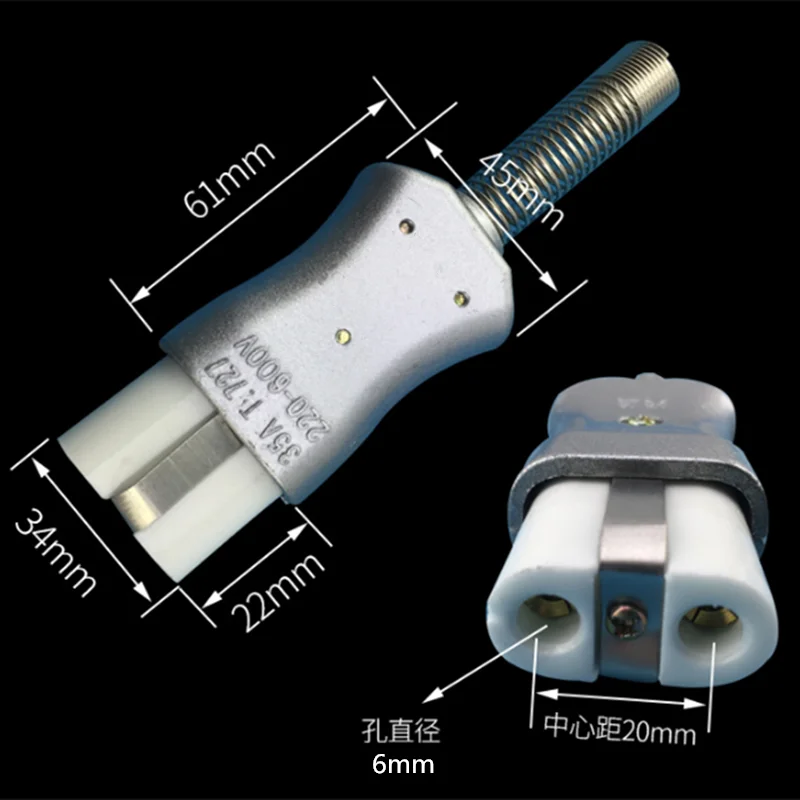 New 6mm IEC C8 ceramic wiring industry socket plug high temperature c7 male female Connector electric oven power outlet 35A 600V