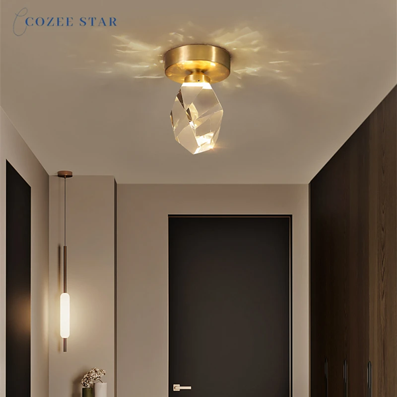 

Luxury LED Ceiling Lights Modern Metal Crystal Gold Diamond Indoor Lighting Fixture Bedroom Living Room Corridor Lamps Lustre