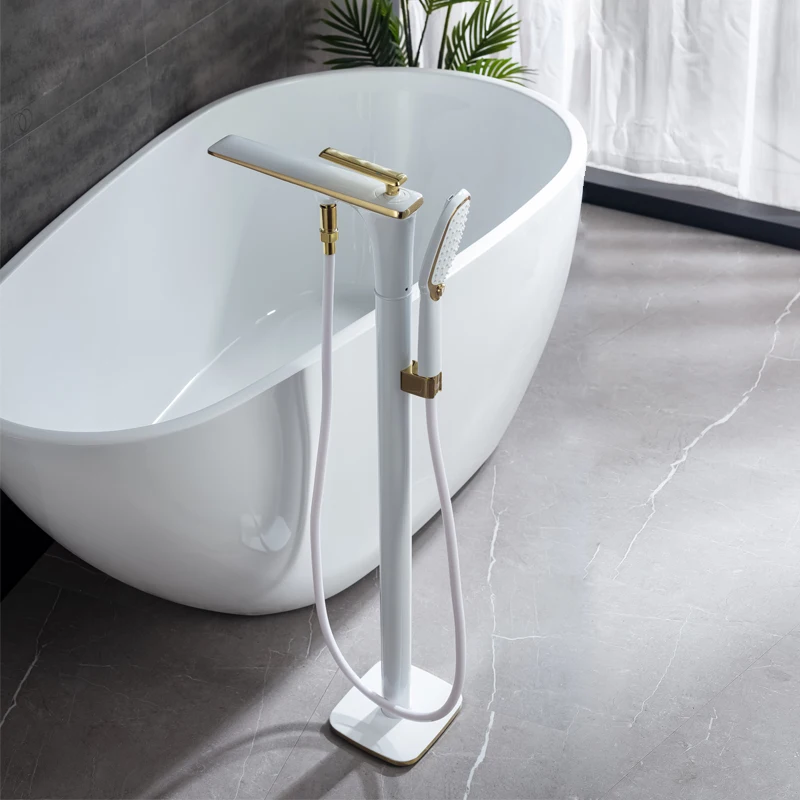 

Luxury Brass Bathtub Shower faucet set Floor standing High Quality copper Cold hot water Bathroom Bathtub Faucet set 2 functions