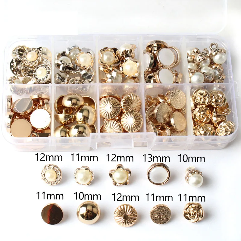 100pcs Metal Pearl Buttons Shirt Children\'s Clothes Decoration Accessories Men Women Round Buttons Set