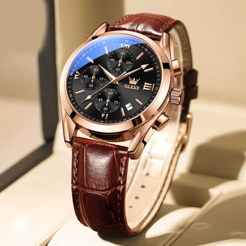 

Luxury Casual Brand Watch for Men's Leather Quartz Waterproof Calendar Business Wrist Watch Relogio Masculino New Year's Gift