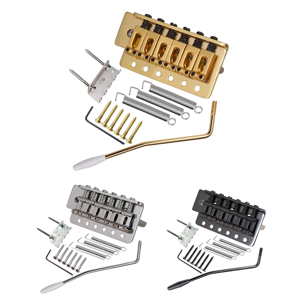 Tooyful 6 String Flat Saddle Tremolo Bridge System Roller Saddle Bridge Tremolo Bar for FD ST Electric Guitar