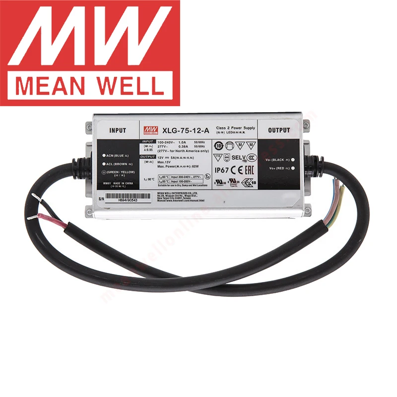 Mean Well XLG-75-12-A IP67 Metal Case Street/Skyscraper lighting meanwell 75W Constant Voltage/Constant Current LED Driver