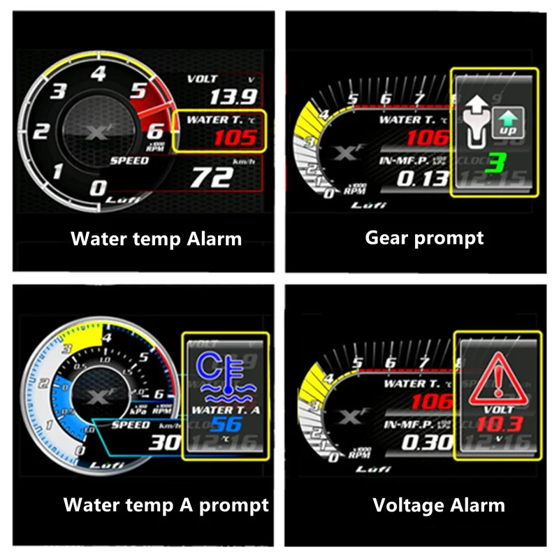 LUFI XF OBD2 Digital Smart Meter Gauges For Car Afr RPM Fuel EXT Oil Speed Smart Meter English Version