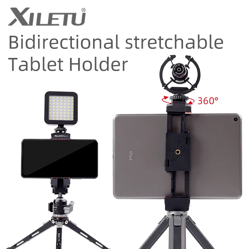 XILETU XJ17 Tablet Mount Holder Adapter for iPad Pro Mini Air 1 2 3 4 Microsoft Surface Live Lecture Tablet Mount Tripod Adapter