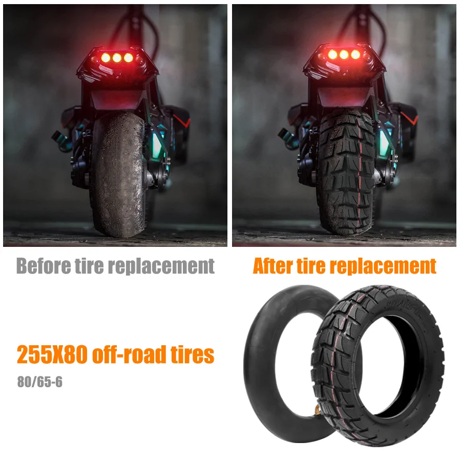 80/65-6 Tire for 10 Inch Folding Electric Scooter FOR ZERO 10X Dualtron FOR KUGOO M4 Thickened Widened 10x3.0 Tyre Inner Tube