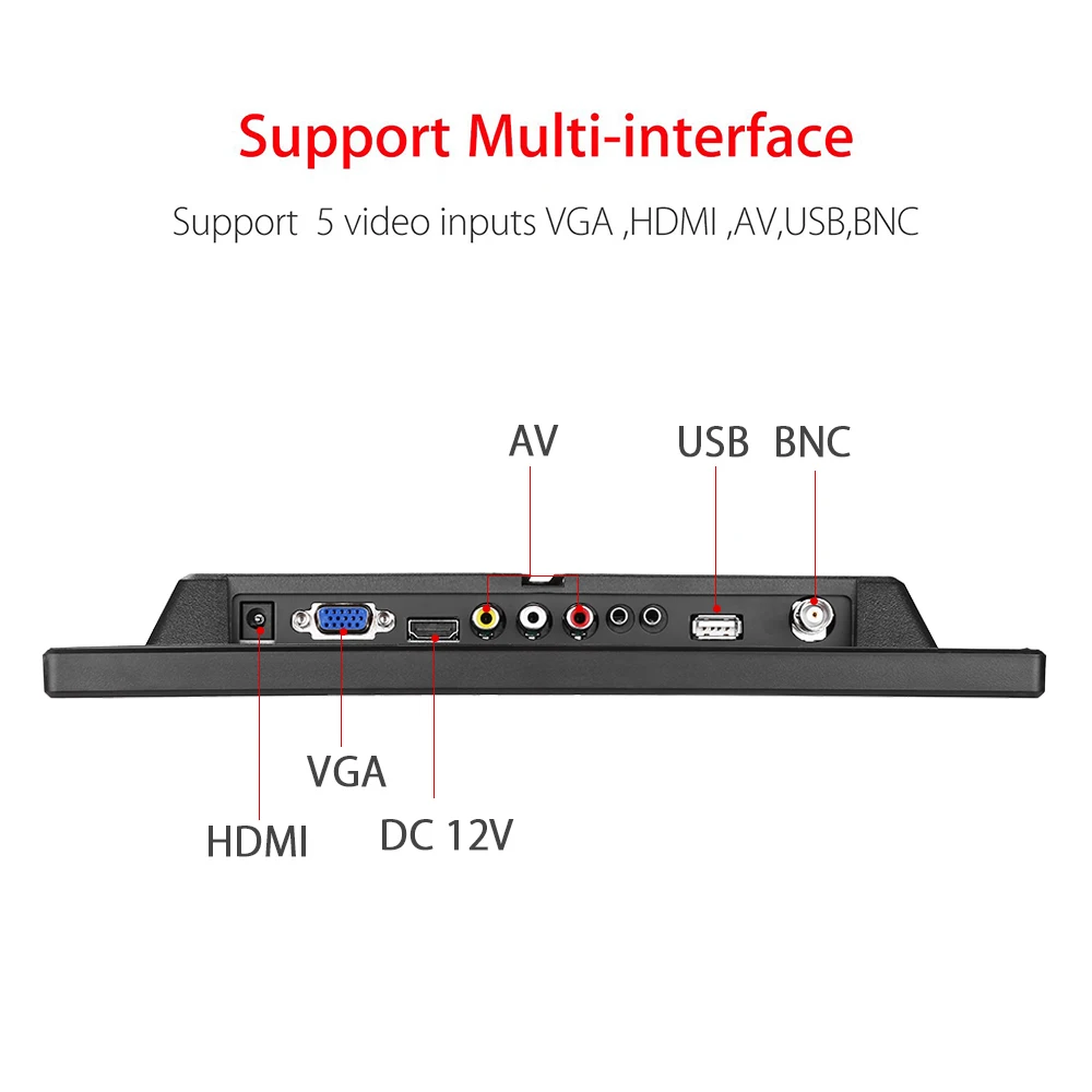 Imagem -03 - Eyoyo 12 1920x1080 Hdmi Monitor Ips Vga Bnc av Usb para Computador Portátil Câmera Cctv Monitor de tv Tela para Casa