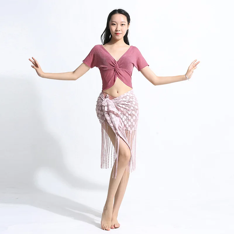 Oriental Indian Bellydance Practice Clothing For Women Costume Tassel Hip Scarf Suit Dancewear