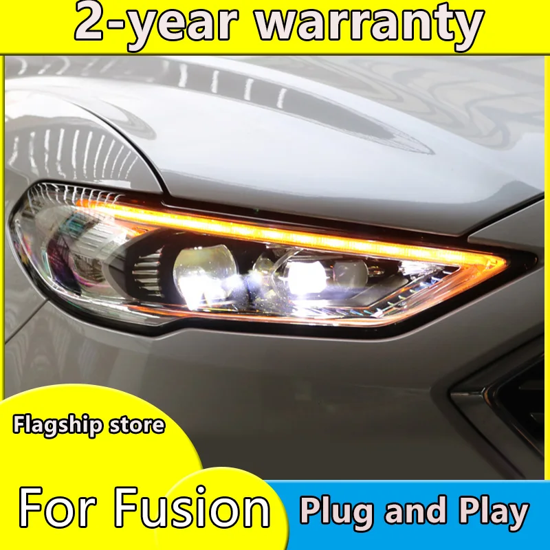 

car accessories for Ford Mondeo LED 2016-2018 Headlight for New Fusion Head Lamp Dynamic turn signal LED DRL Bi-Xenon HID