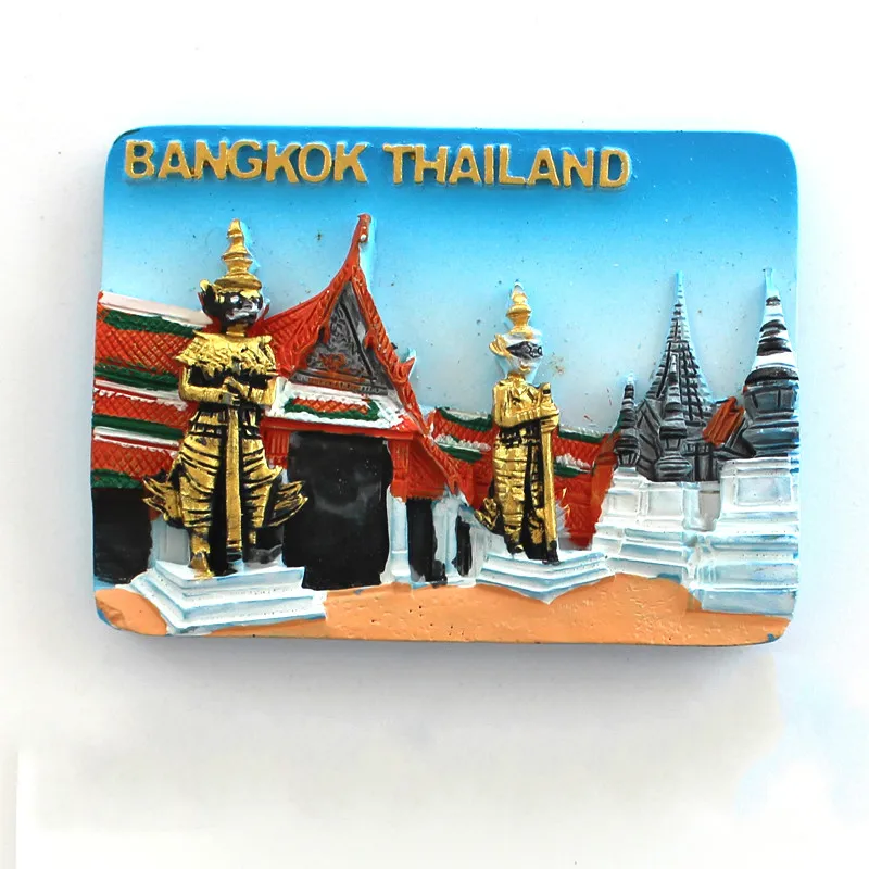 Thailand Fridge Sticker 3d Stereo Bangkok Phuket Jade Buddha Temple Grand Palace Tourist Souvenir Refrigerator Magnet