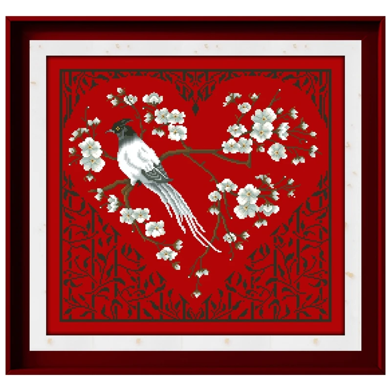 osaka heart cross stitch kits animal flower pattern design 18ct 14ct 11ct red canvas embroidery DIY needlework