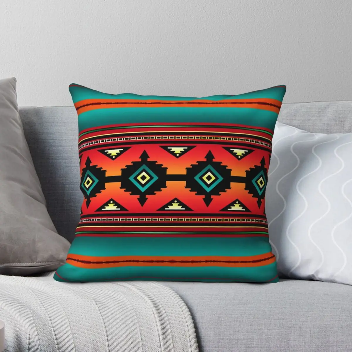 Canyon Navajo Square Pillowcase Polyester Linen Velvet Zip Decor Home Cushion Case 18