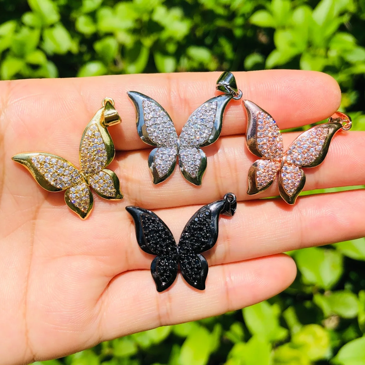 

5pcs Butterfly Charm for Women Bracelet Bling Cubic Zirconia Pave Trendy Pendant for Necklace Jewelry Making Accessory Wholesale