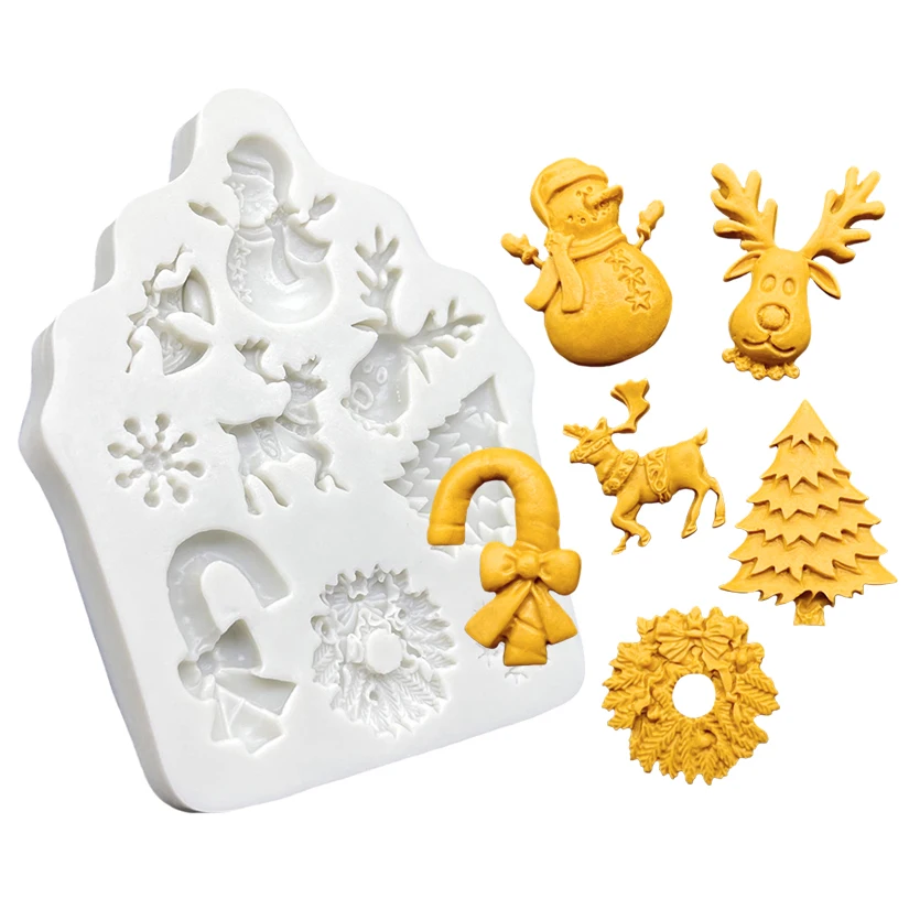 

Christmas Tree Snowman Reindeer Silicone Cake Baking Mold Sugarcraft Chocolate Cupcake Mould Fondant Cake Decorating Tools