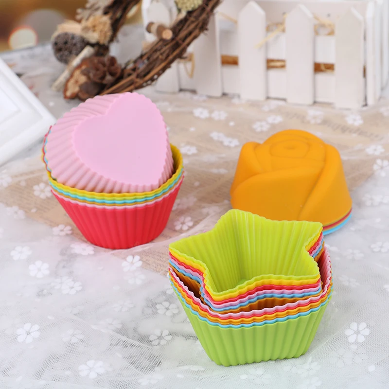 6 Pcs Silicone Cake Cupcake Cup Cake Tool Bakeware Baking Silicone Mold Cupcake And Muffin Cupcake For DIY Random Color