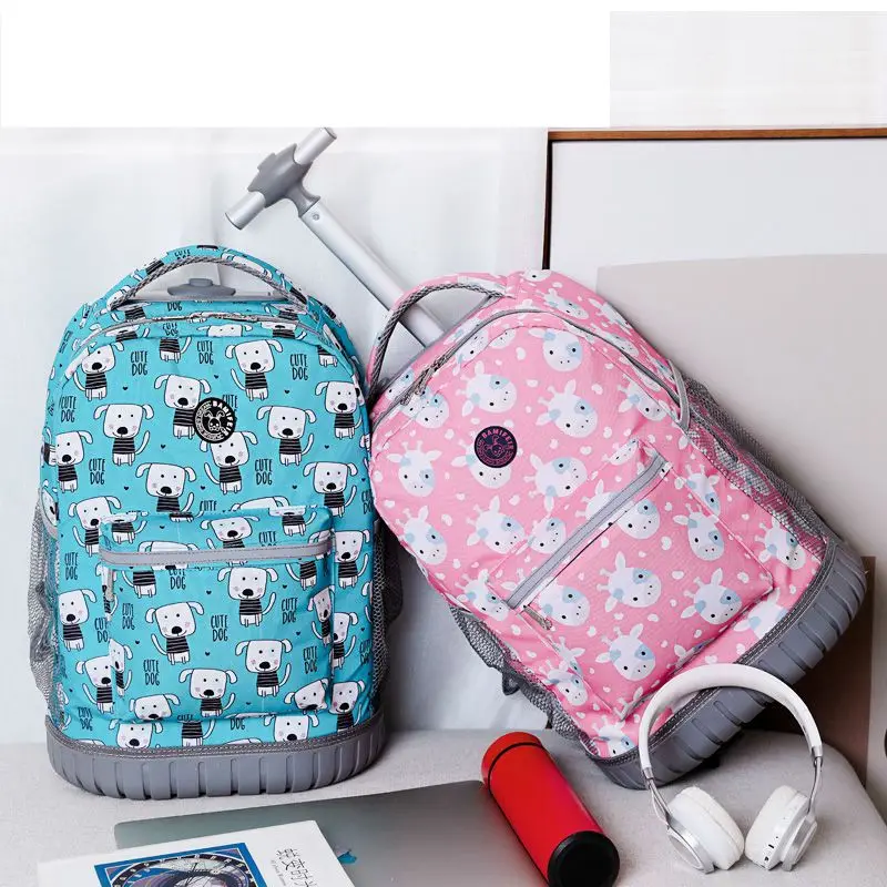 

18 inch School Rolling backpack bag Children School backpack with wheels girls Wheeled backpack travel Trolley bag for teenagers