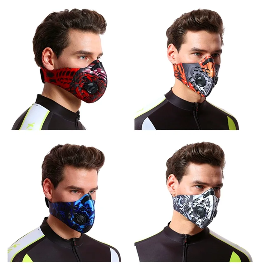 In Stock Men Women Anti Pollution Face Mask Activated Carbon Filter for PM 2.5 Dust Proof Training Shield Mouth Facemask Masks