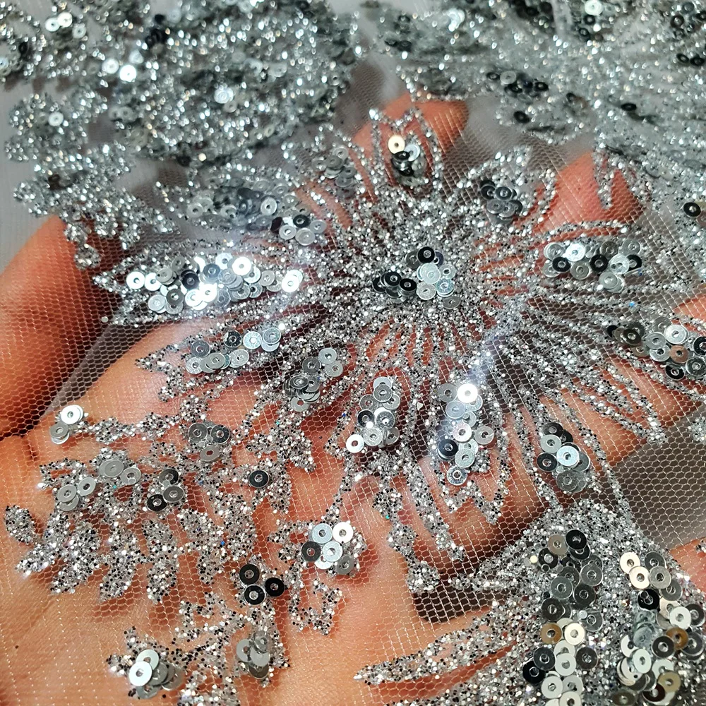 Sequins Lace Silver Costumes Wedding Decorations Patches Appliques Designer Diy Sewing For Clothes Dress Stage Dance Proms Gown