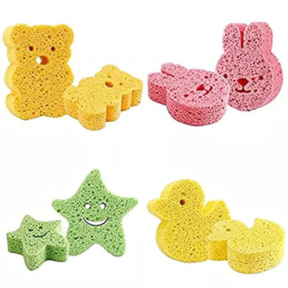 Baby Sponge for Bathing, Natural Kids Infants, Toddler Bath Shower Time, Cute Animal Shapes Konjac Baby Bath Toys Tub Sponge