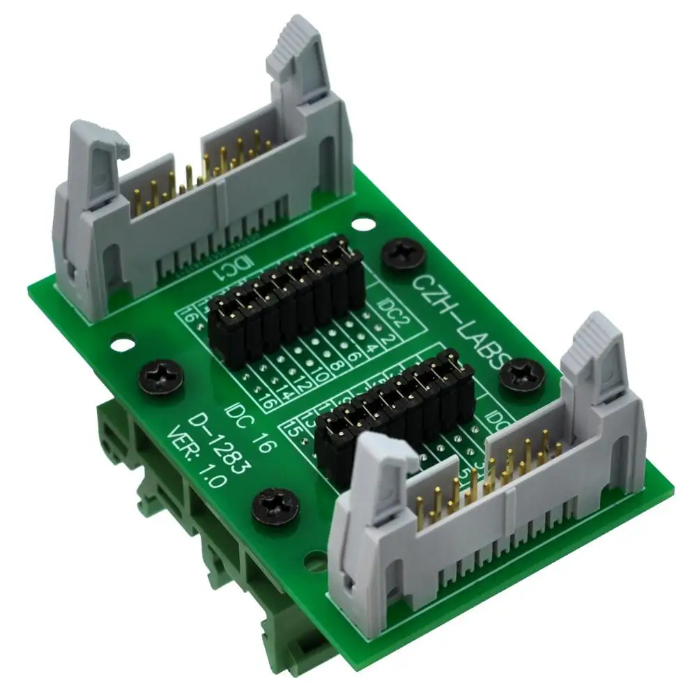 

CZH-LABS DIN Rail Mount IDC16 2x8Pin 0.1" Pitch(2.54mm) Header Diagnostic Test Breakout Board.