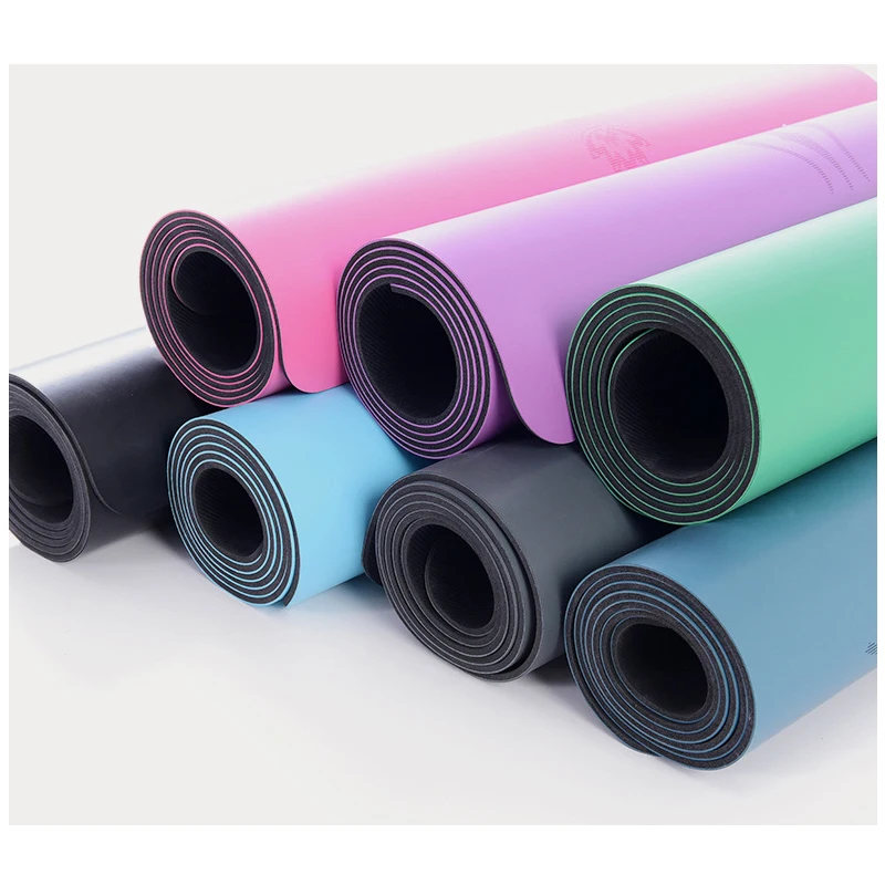 Yoga matHigh quality 183cm broadened PU natural rubber sweat absorption non-slip body position line fitness mat for yoga studio