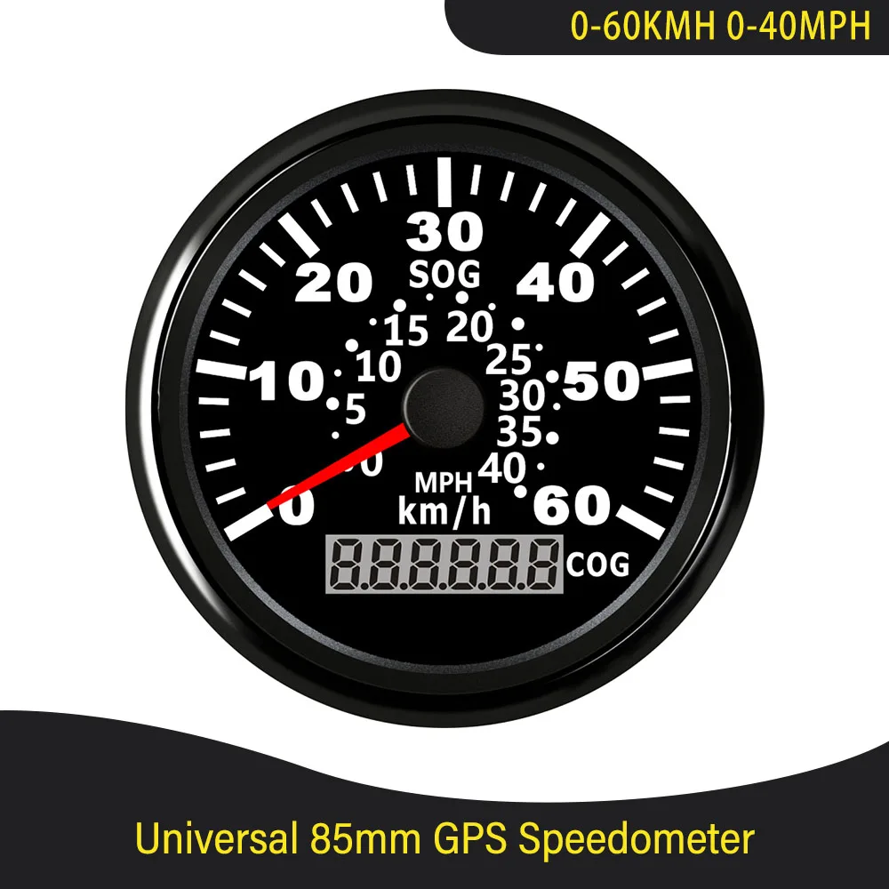 

85mm New GPS Speedometer 0-60KM/H 0-40MPH 0-120kmh 0-75MPH Speed Gauge With Course for Car Boat Yacht Vessels with Red Backlight