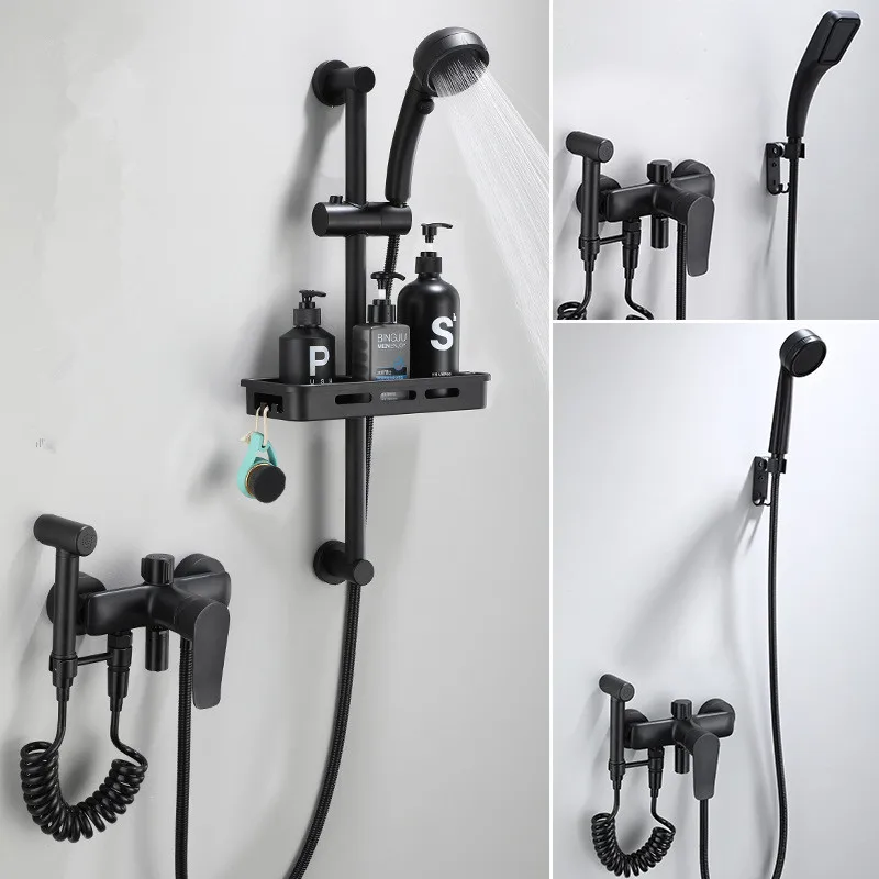 

Tuqiu Bathroom Shower Faucet Set Wall Mounted Black Bath and Shower Faucet, Cold and Hot Bath and Shower Mixer Tap Brass