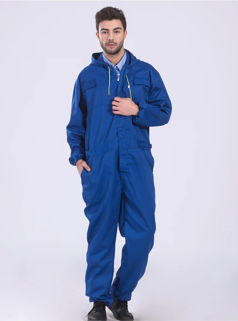 Bib Overalls Men Work Coveralls Dust Proof Dirty Proof Protective Repairman Hooded Jumpsuits Painter Working Uniforms Plus Size