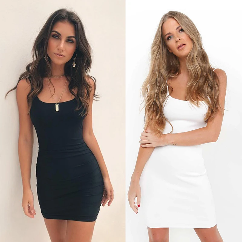 CDJLFH Womens Dresses New Arrival 2019 Sleeveless Bodycon Backless Solid Color Dress Loose Slim Commuter Casual Strapless Dress