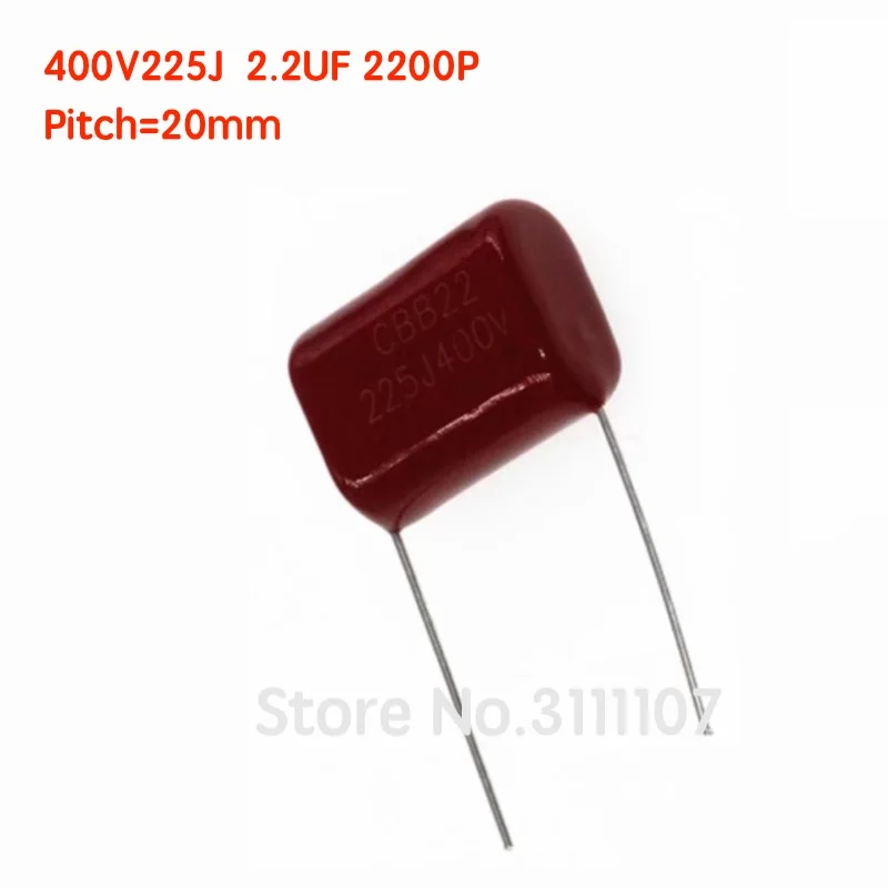 10PCS/LOT 400V225J 2.2UF 2200PF Pitch 20mm 225J400V 225 400V CBB Polypropylene film capacitor