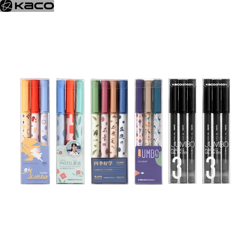 Kaco JUMBO Gel Pen Super Durable Sign Pen Roller Pens 1600m Writing ручка for Student Office School Drawing Ink Caneta Sets