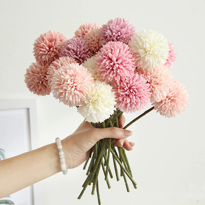 

Bouquet of Artificial Flowers, Real Silk Dandelion Ball Flower, Fake Flower, DIY Home Wedding Decoration, Valentine's Day Gift