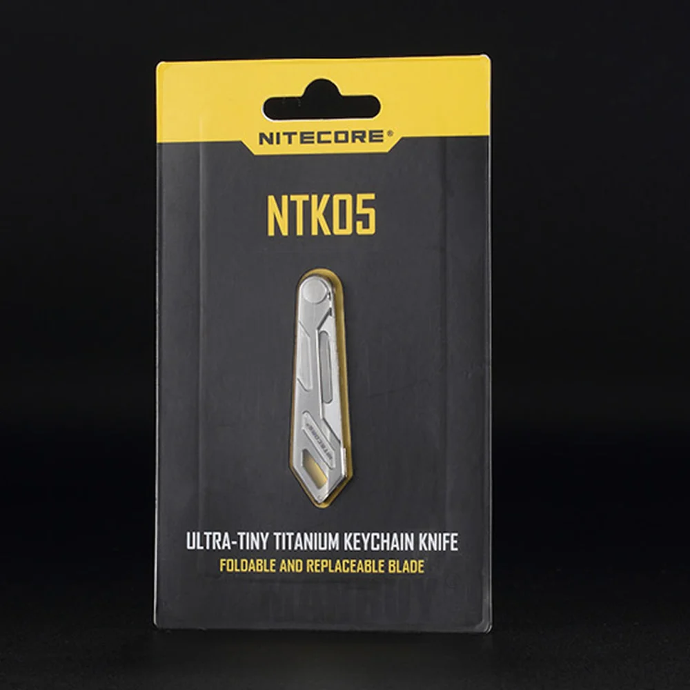 NITECORE-Llavero de titanio con cuchilla de repuesto NTK05, mini cuchillo retráctil multifuncional para autodefensa, caza, campamento y pesca