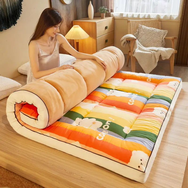 

Flannel Mattress Upholstery Down Sponge Double-sided Mattress Topper Student Dormitory Thick Velvet Mattress Sleeping Pad Mat