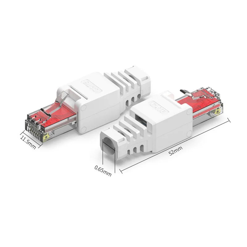 RJ45 Plug Tool-less Connector No Crimp Connectors CCTV Ethernet Cable Tool-less Crystal Head Plug CAT6A RJ45 Connector