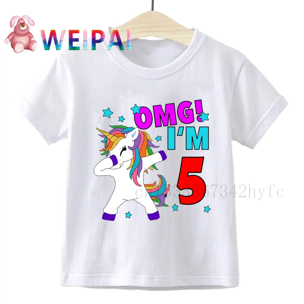 Kids Unicorn Birthday Number T Shirt Children OMG I'm 1 2 3 4 5 T-shirt BoyGirl Gift Tshirt Present Family Outfit