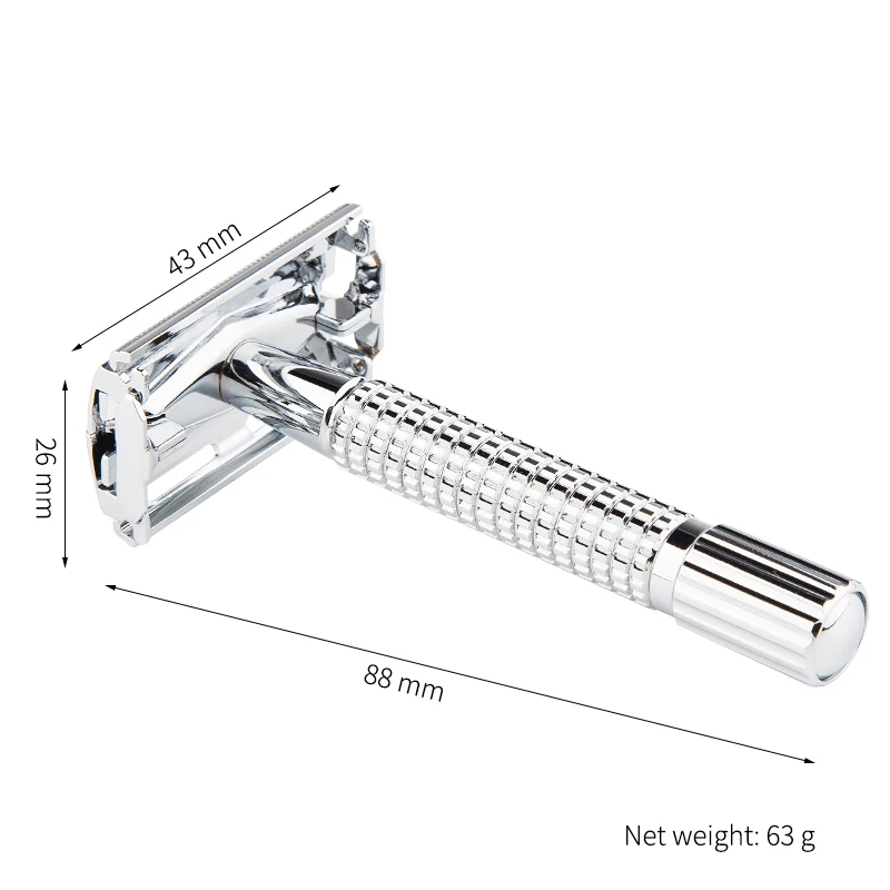 YINTAL Double Edge Safety Razor Brass Surface Plating Men\'s Manual Portable Shaver Grid Anti-skid Handle With 5 Blades