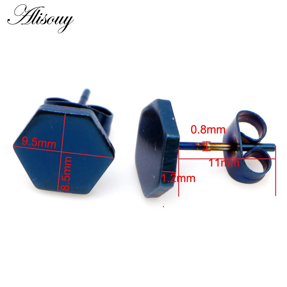 Alisouy 2pcs Unisex Women Men Triangle Square Hexagon stainless Steel Earrings Anti allergy Piercing Ear Stud fashion Jewelry