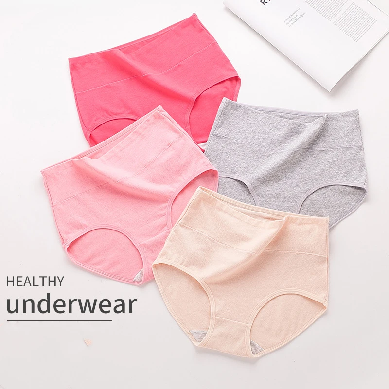 Women Panties Lady Cotton Underwear Girls Breathable Seamless High Waist Briefs Women Cute Sexy Lingerie Intimates 3Pcs/set