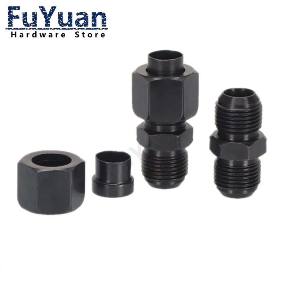 1PCS Carbon Steel High-pressure Hydraulic Double head Flaring Straight-through 6/8/10/12/14mm Connection Fittings