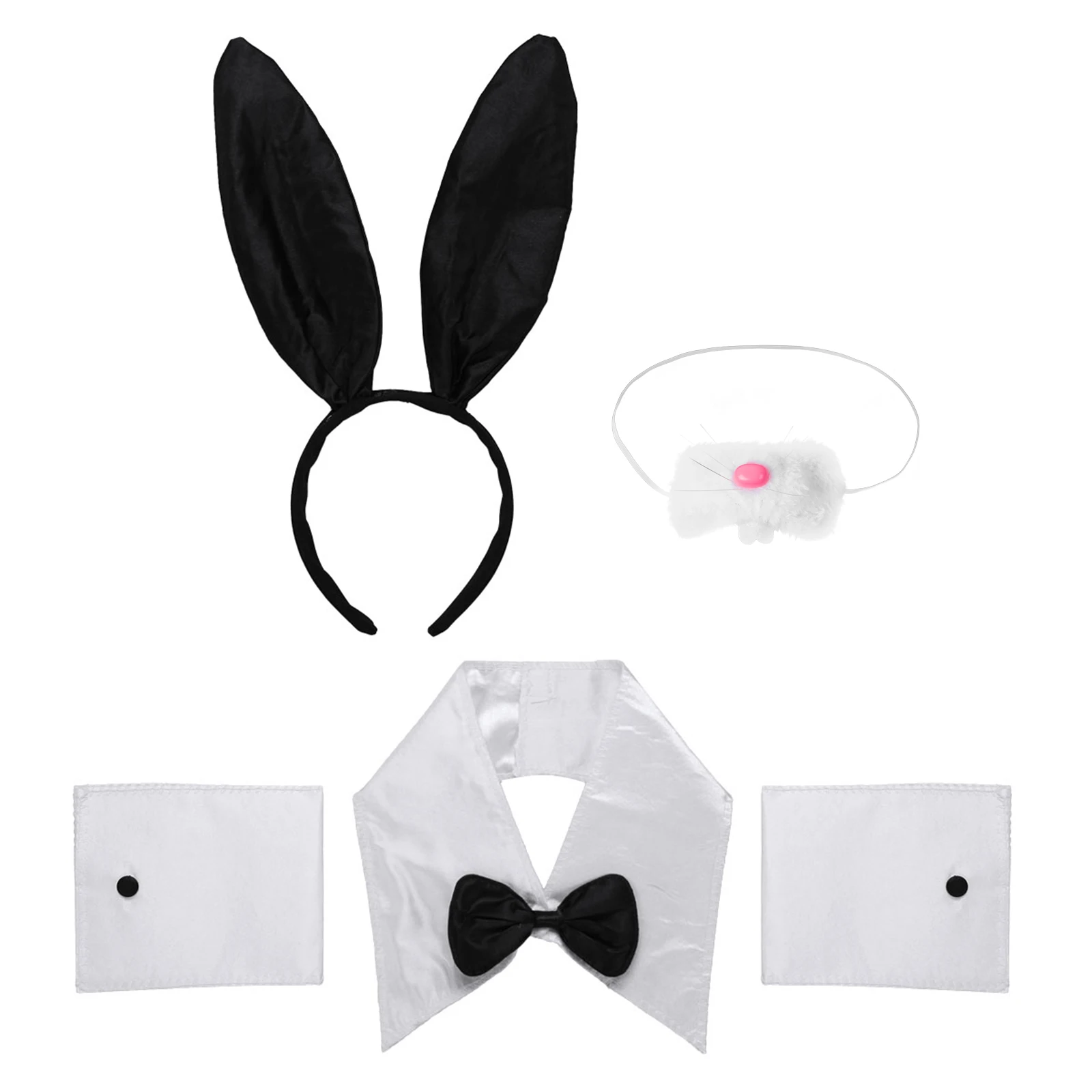 Sexy Bunny Cosplay Costumes Erotic Lingerie Christmas Role Play Costume Rabbit Suit Rabbit Ears Headband Collar Bowtie Cuffs Set