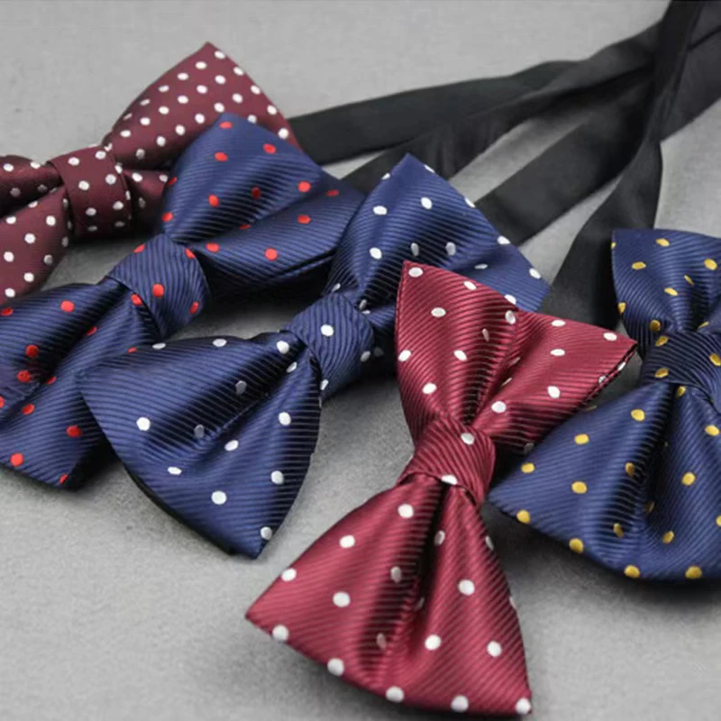 HUISHI Men's Yarn Dyed Bow Tie Business Double Layer Length Adjustable Banquet Activity Stripe Decorative Bow Tie