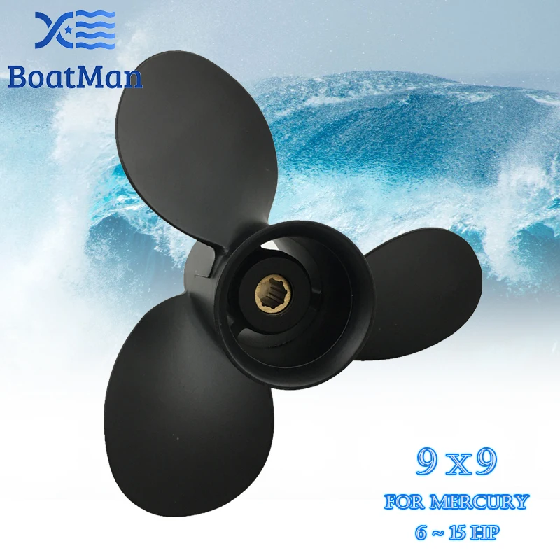 

BoatMan® 9x9 Aluminum Propeller for Mercury Outboard Motor 6HP 8HP 9.9HP 15HP 8 Tooth Spline 48-828156A12 Boat Accessories