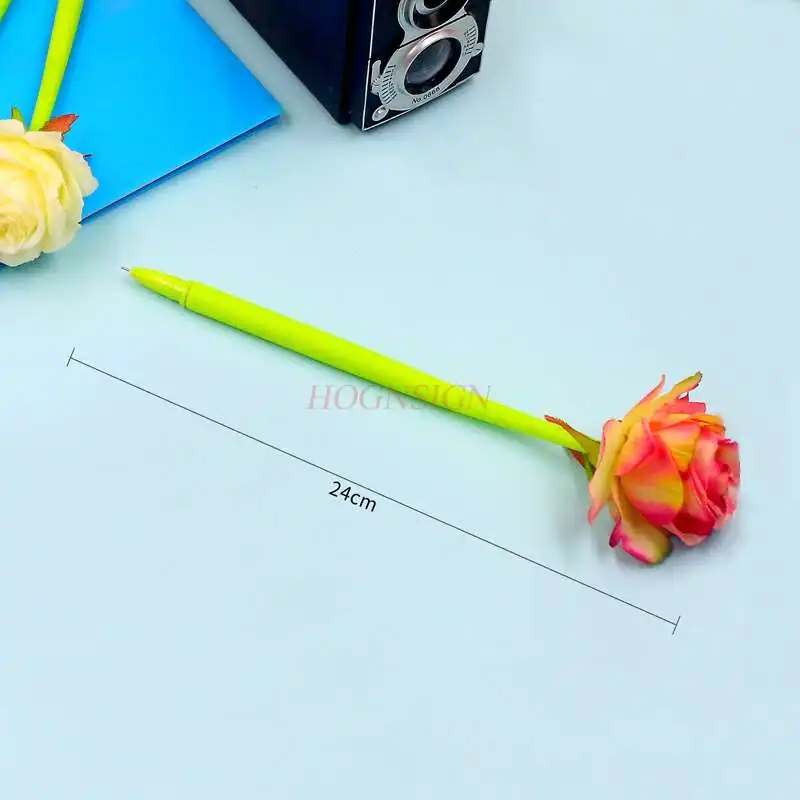 Cute soft silicone rose flower shape gel pen creative personality black student signature pen