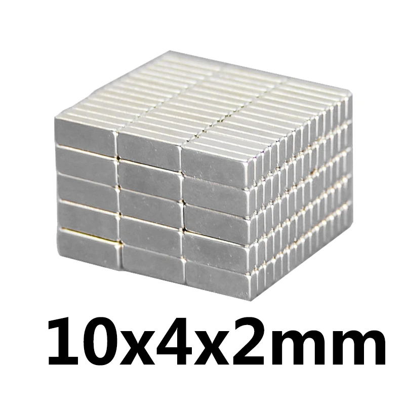 10~500pcs 10x4x2mm NdFeb Rare Earth Magnet strong N35 10mm x 4mm Block Magnets 10x4x2mm Permanent Neodymium Magnet sheet10*4*2mm