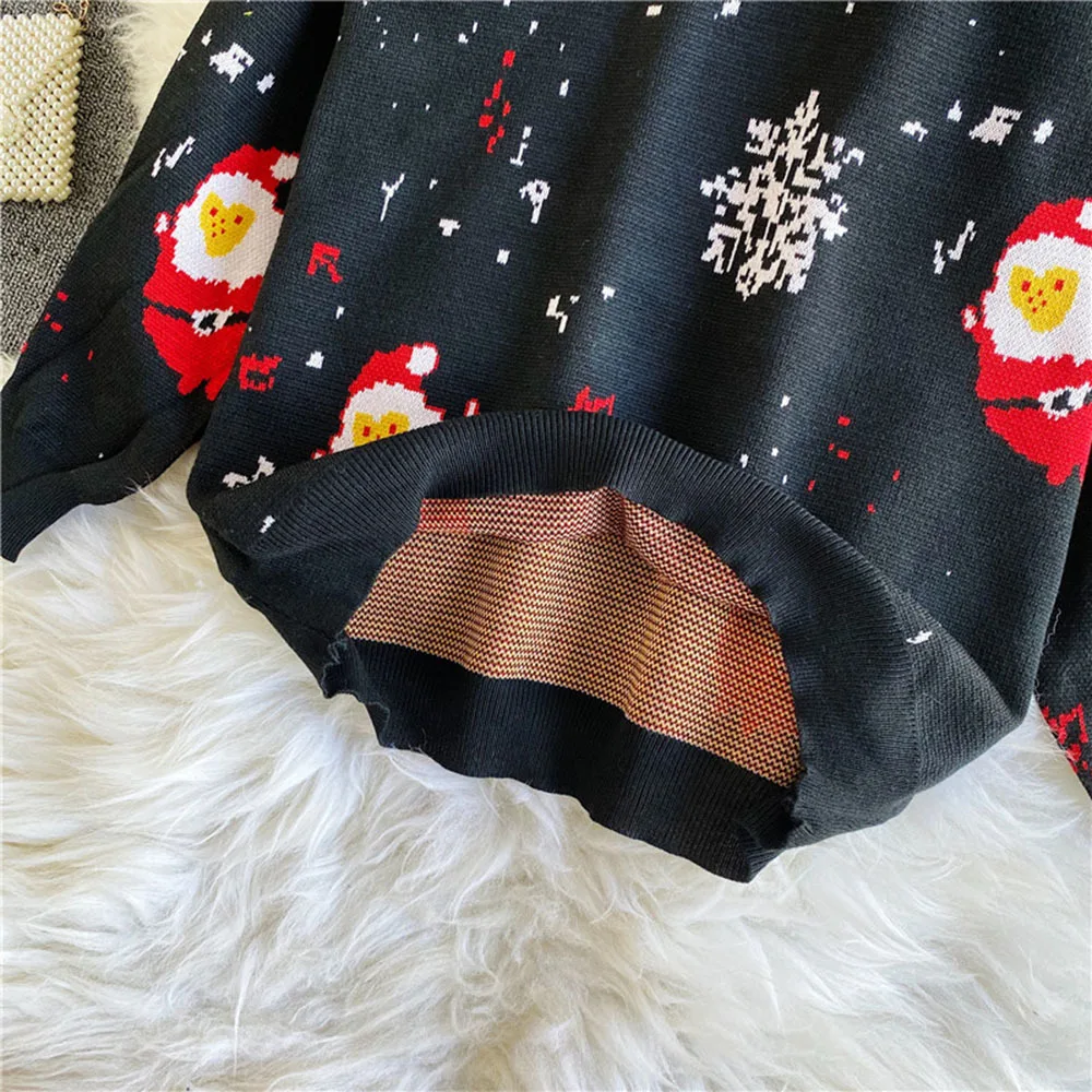 Christmas Knit Sweater Women Pullover Navidad Couple New Year Women Sweater Autumn Winter Patchwork Sweater