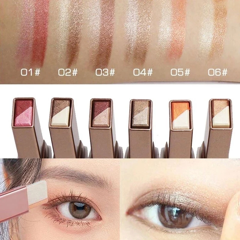 Two-tone Eyeshadow Stick Gradient New Design Waterproof Long Lasting Eye Shadow Lazy Stick Professional Cosmetics