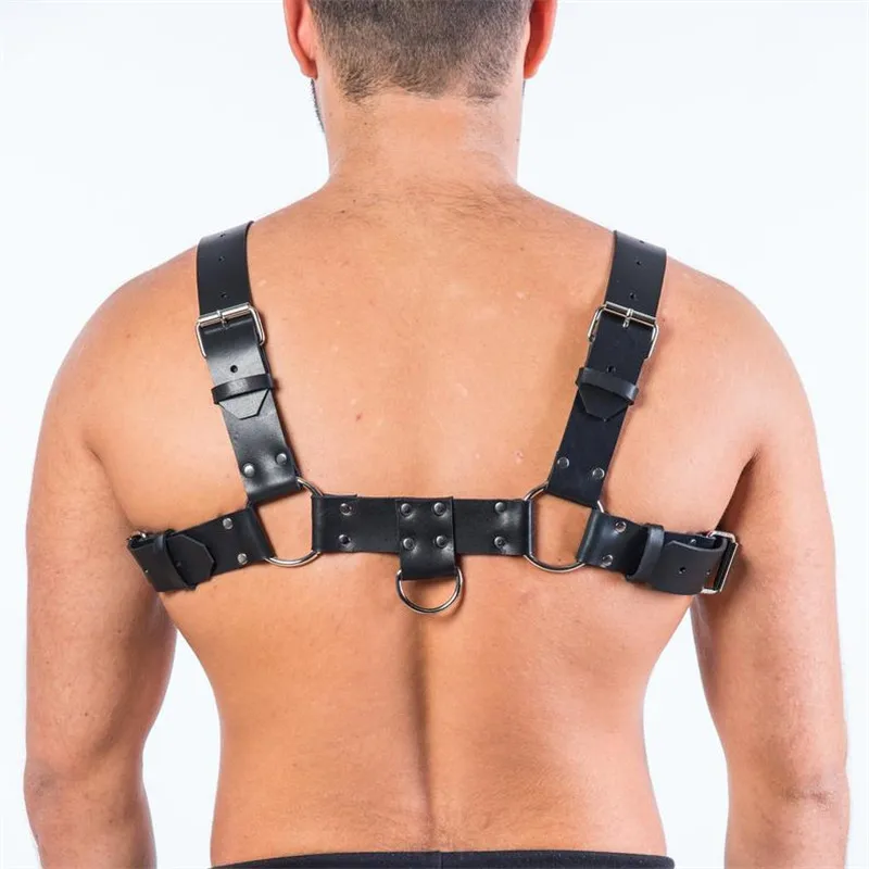 Male Lingerie Leather Harness Men Adjustable Fetish Gay Clothing Sexual Body Chest Harness Belt Strap Punk Rave Costumes for Sex